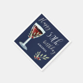 50誕生日赤ワインバラ水色ネイビーブルー スタンダードカクテルナプキン (角)