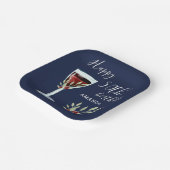 50誕生日赤ワインバラ水色ネイビーブルー ペーパープレート (傾斜あり)