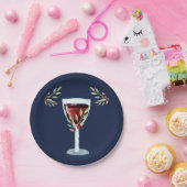 50誕生日赤ワインバラ水色ネイビーブルー ペーパープレート (パーティー)