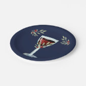 50誕生日赤ワインバラ水色ネイビーブルー ペーパープレート (アングル)