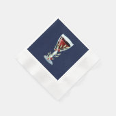 50誕生日赤ワインバラ水色ネイビーブルー 縁ありカクテルナプキン (角)