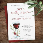 50誕生日赤ワイン水カラーパーティー 招待状<br><div class="desc">第50誕生日赤ワイン水の色のパーティの招待状。50歳の誕生日パーティーの招待状。招待状の白い背景に水色の赤ワインのガラス、バラや小枝。この文字は完全にカスタマイズ可能で、名前や年齢に合わせてカスタマイズ可能 – 30th 40th 50th 60th 80th 90th 100th、日付と時刻、場所とRSVP。招待状をサプライズ誕生日パーティーに使用するか、サプライズ文字を消去できる。</div>