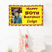 50誕生日赤花写真 横断幕 (インサイチュ)