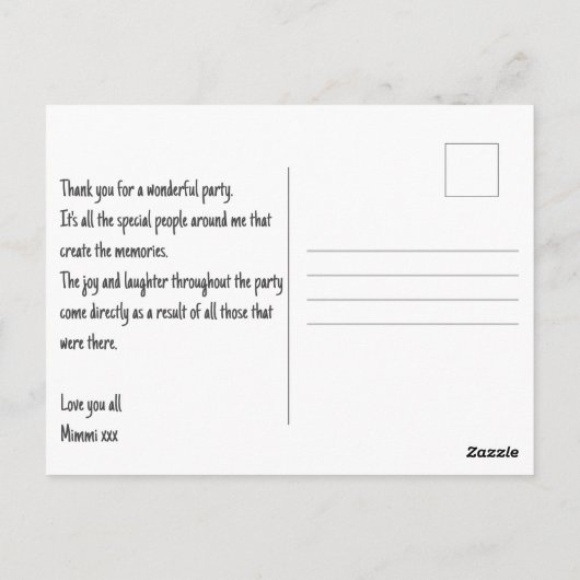 50誕生日赤面ピンクフォトコラージュ ポストカード (裏面)