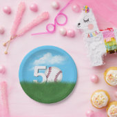 50誕生日野球inグリーングラス ペーパープレート (パーティー)
