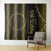 50誕生日金ゴールドお祝い背景 タペストリー (インサイチュ(横))