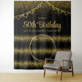 50誕生日金ゴールドお祝い背景 タペストリー (インサイチュ)