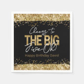 50誕生日金ゴールドとブラックビッグ5オナプキン スタンダードカクテルナプキン (正面)