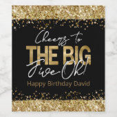 50誕生日金ゴールドとブラックビッグ5オナプキン ワインラベル (シングルラベル)