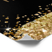 50誕生日金ゴールドとブラックビッグ5-Oh ポスター (角)