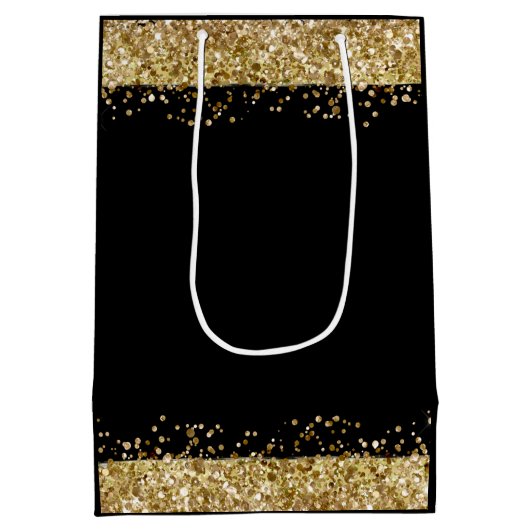50誕生日金ゴールドとブラックビッグ5-Oh ミディアムペーパーバッグ (裏面)