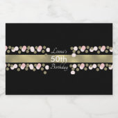 50誕生日金ゴールドグリッターフェイクピンクパーティー水B リキュールボトルラベル (シングルラベル)