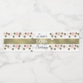 50誕生日金ゴールドグリッターフェイクピンクパーティー ペットボトルラベル (シングルラベル)