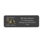 50誕生日金ゴールドタイポグラフィダークグレーアドレス ラベル (正面)