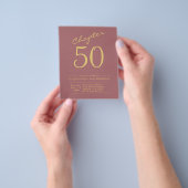 50誕生日金ゴールドピンクバジェット招待状 チラシ (手)