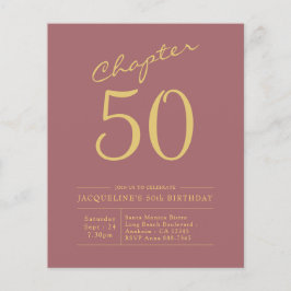 50誕生日金ゴールドピンクバジェット招待状 チラシ