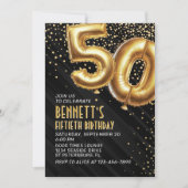 50誕生日金ゴールドブラック招待状 招待状 (正面)
