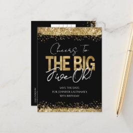 50誕生日金ゴールドブラック日付ポストカードの保存 ポストカード