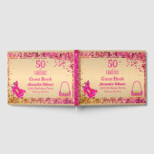 50誕生日金ゴールドホットピンクハイヒールきらびやかな ゲストブック (全面)