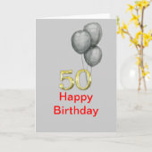 50誕生日金ゴールド番号吹き出しカー空白のド カード (黄色い花)