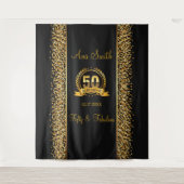 50誕生日金ゴールド&ブラックバースデーパーティータペストリー タペストリー (正面)