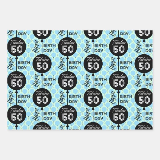50誕生日風船 ラッピングペーパーシート (正面)