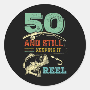 50誕生日魚釣りターニング50フィッシャーマンメンズPu ラウンドシール