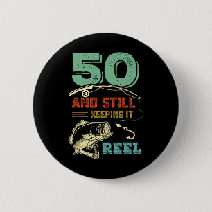 50誕生日魚釣りターニング50フィッシャーマンメンズPu 缶バッジ