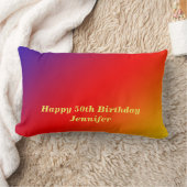50誕生日鮮やかな虹，名前，赤いオレンジ ランバークッション (ブランケット)