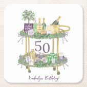 50誕生日麻雀バーカートカスタム スクエアペーパーコースター (正面)