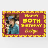 50誕生日黄色い花写真パーティー 横断幕 (横)