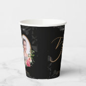 50誕生日黒エレガント金ゴールドカスタム写真 紙コップ (左)