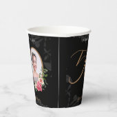 50誕生日黒エレガント金ゴールドカスタム写真 紙コップ (右)