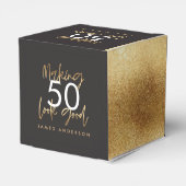 50誕生日黒番金ゴールドエレガントシンプルモダン フェイバーボックス (裏面サイド)