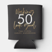 50誕生日黒番金ゴールドエレガントシンプルモダン 缶クーラー (裏面)