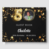 50誕生日黒金ゴールド星写真 ゲストブック (正面)
