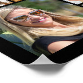 50誕生日100枚の写真ブラック金ゴールド応援 ポスター (角)