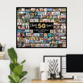 50誕生日108写真ブラック金ゴールド応援 ポスター (ホームオフィス)