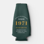 50誕生日1971グリーン金ゴールドパーソナライズされた ボトルクーラー (正面)