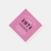 50誕生日1971ピンクブラック彼女のためパーソナライズされた スタンダードカクテルナプキン (角)