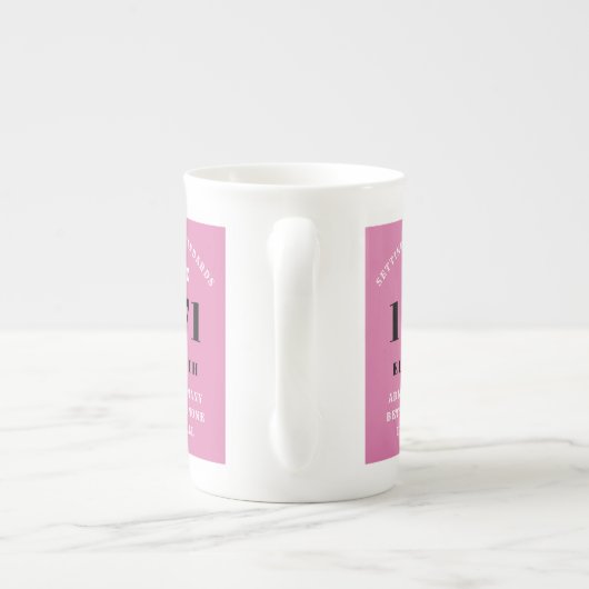 50誕生日1971ピンクブラック彼女のためパーソナライズされた ボーンチャイナマグカップ (裏面)