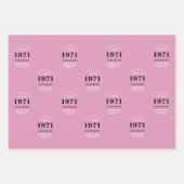 50誕生日1971ピンクブラック彼女のためパーソナライズされた ラッピングペーパーシート (正面2)