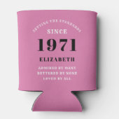 50誕生日1971ピンクブラック彼女のためパーソナライズされた 缶クーラー (裏面)