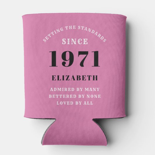 50誕生日1971ピンクブラック彼女のためパーソナライズされた 缶クーラー (裏面)