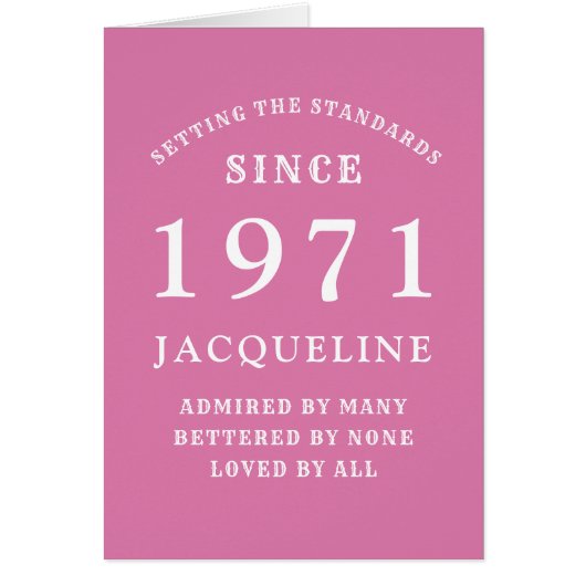 50誕生日1971ピンク白パーソナライズされた (正面)