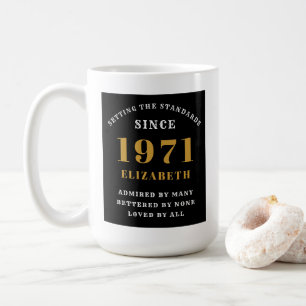 50誕生日1971ブラック金ゴールドパーソナライズされた コーヒーマグカップ
