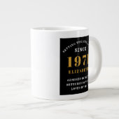 50誕生日1971ブラック金ゴールドパーソナライズされた ジャンボコーヒーマグカップ (正面右)