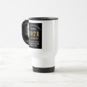 50誕生日1971ブラック金ゴールドパーソナライズされた トラベルマグ (正面左)