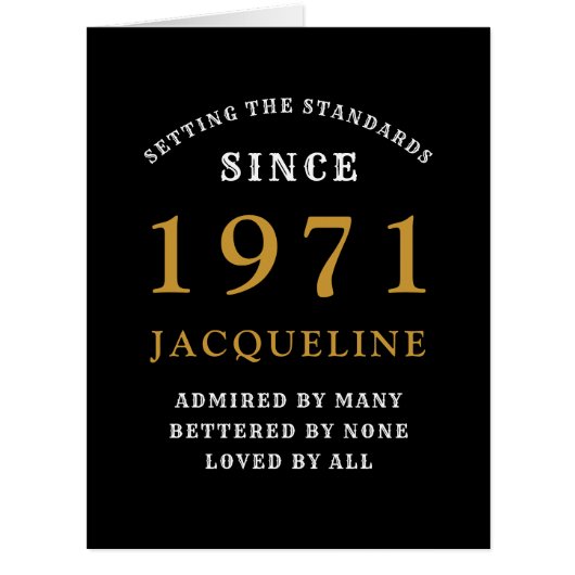 50誕生日1971年彼女のための黒い金ゴールドパーソナライズされた (正面)