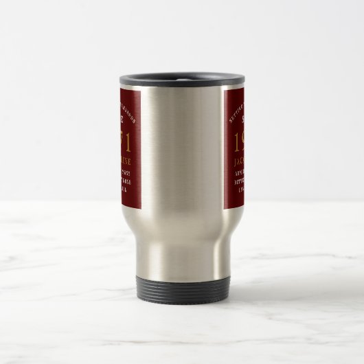 50誕生日1971赤金ゴールド用パーソナライズされた トラベルマグ (中央)